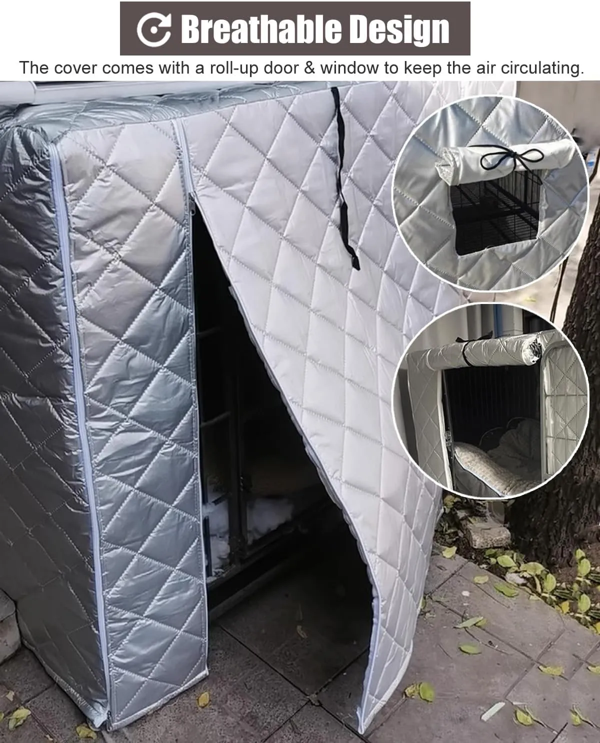 ZIMGOD Winter Insulated Cover for Dog Crate/Chicken Coop/Cat House, Outside Yard Dog Cage Furniture Covers, Windproof Kennel Cover Enclosure Covers(85x60x70cm (33.5x23.6x27.5in))